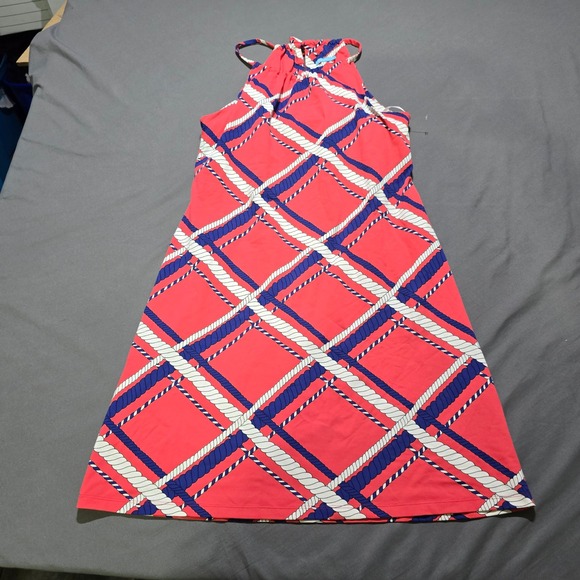J.McLaughlin Dresses & Skirts - J.McLaughlin Halter Dress Women M Pink Rope Plaid Nautical Coastal Stretch